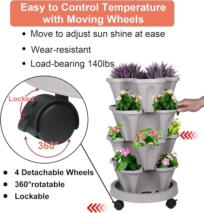 DUNCHATY Stackable Planter, Vertical Garden Planter - Image 5
