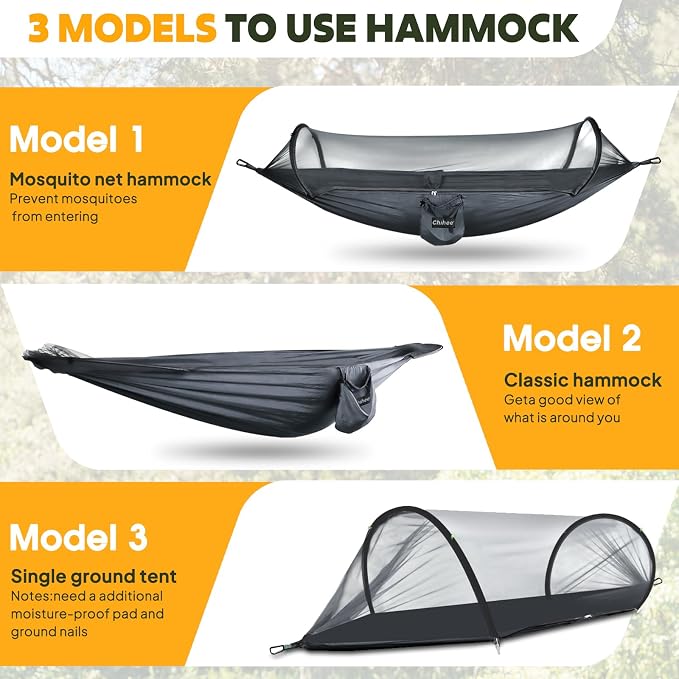 Chihee Ultra-Light Travel Camping Hammock Pop-up Net Hammock 660lbs Load - Image 4
