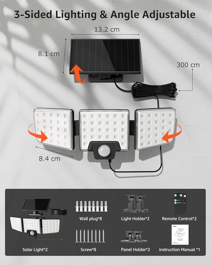 Lepro Solar Security Lights Outdoor Motion Sensor, 2 in 1 Separated and - Image 7