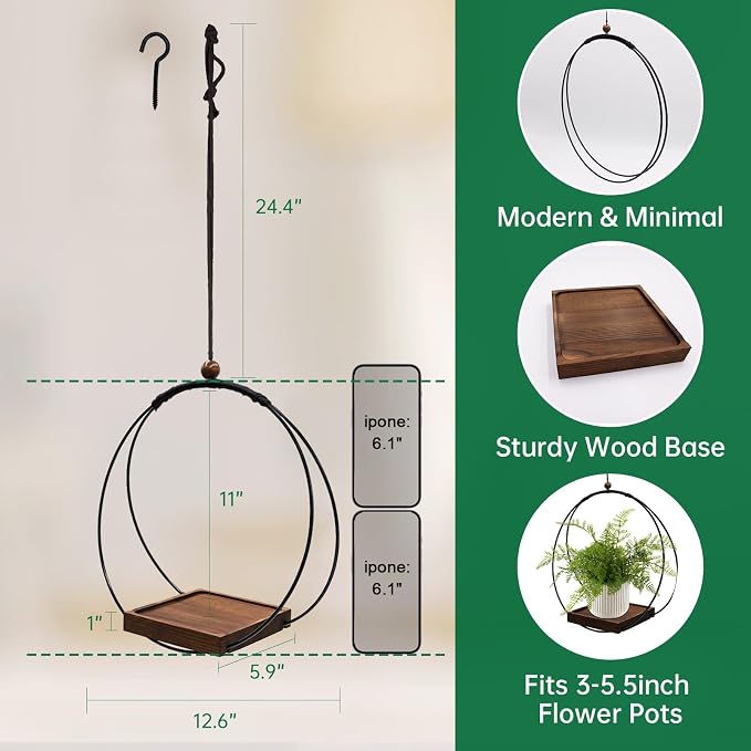 Hanging Planter for Indoor Plants, Modern Boho Macrame Plant Hanger for 3-5.5 - Image 4