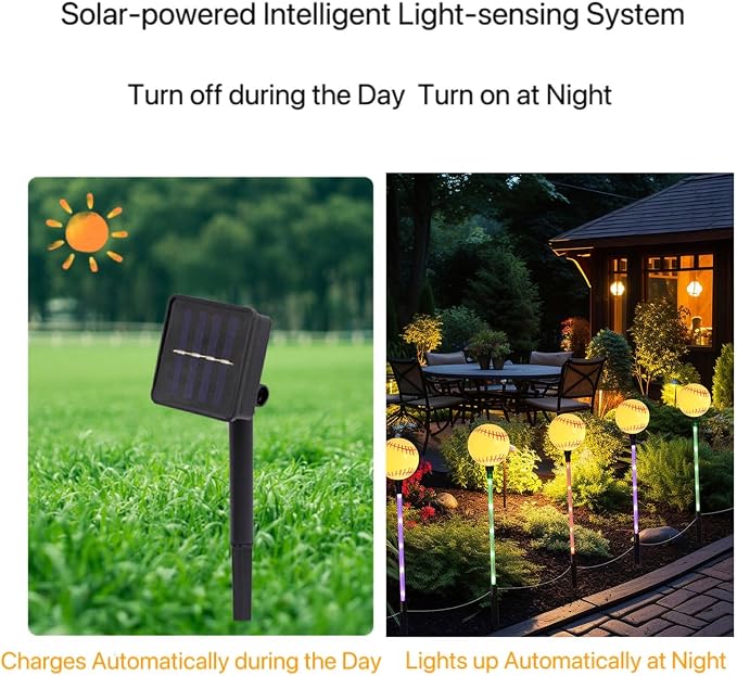 Solar Lights Outdoor, Baseball Theme LED Stake Light - Image 4