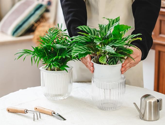 Josteve 5.2 Inch 2 Pcs Self Watering Hanging Planter Indoor Plant Pots Drainage - Image 3