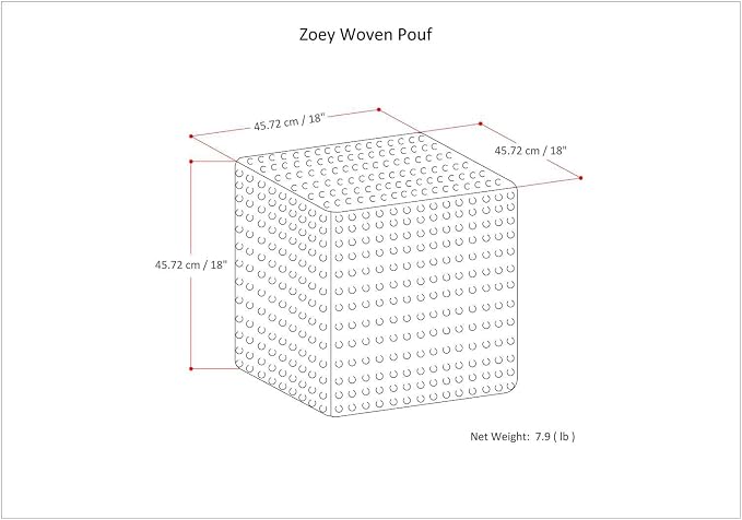 SIMPLIHOME Zoey Cube Pouf – 18 inch Wide Upholstered Wool and Cotton Ottoman in - Image 3