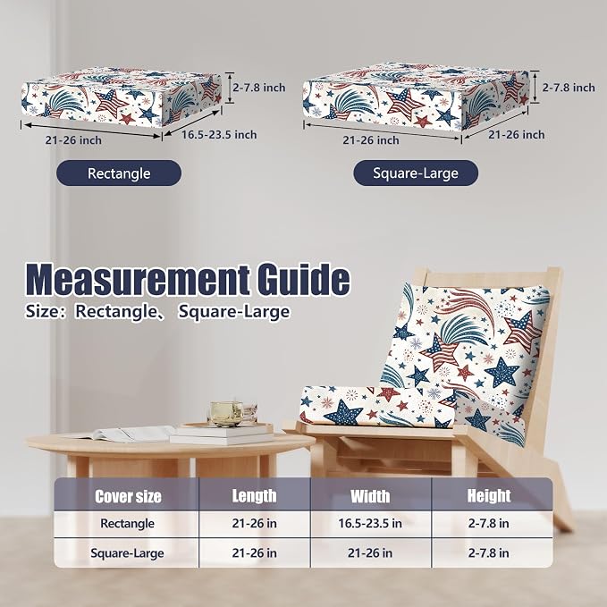 8Pcs Square Large + Rectangle Stretch Patio Cushion Covers, Couch & Sofa - Image 2