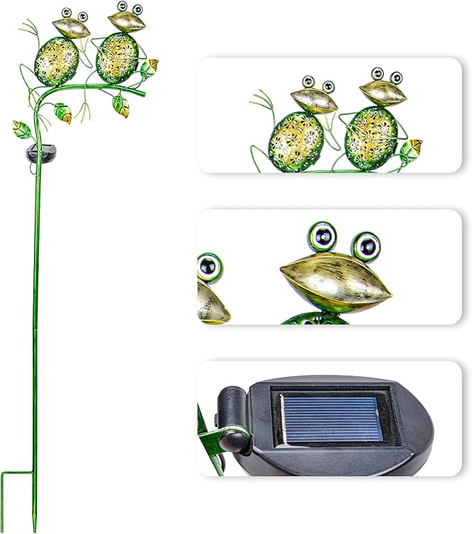 Bshine Outdoor Solar Garden Decorative Frog Lights, Waterproof LED Metal Stake - Image 3