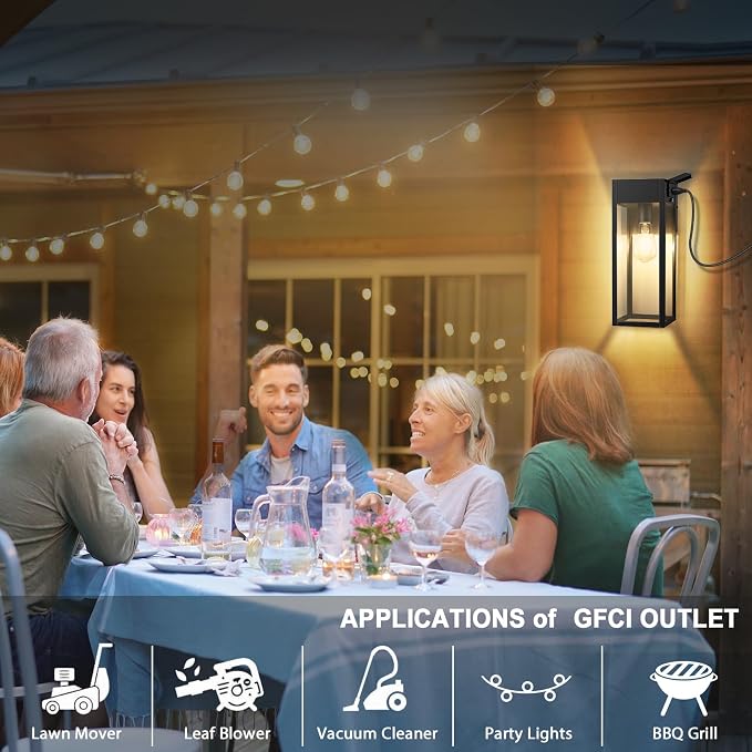 Large Porch Light with GFCI Outlet, 15 Inch Outdoor Light with Outlet Built-in - Image 3