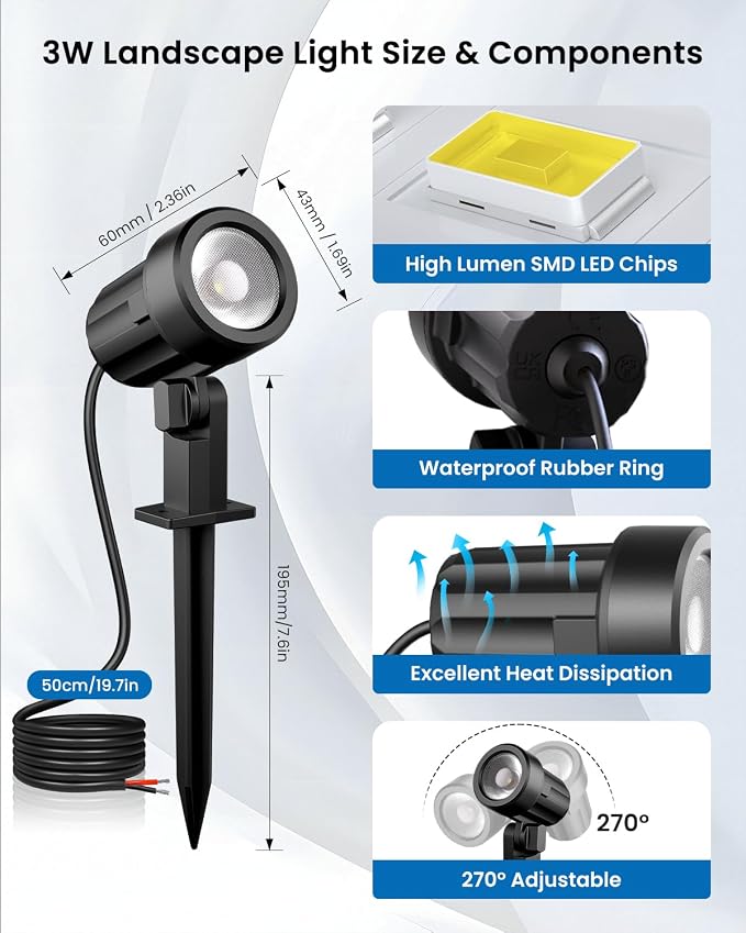 ZZXX 3W Low Voltage Landscape Lighting - Image 8