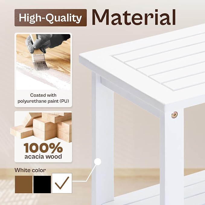 Outdoor Side Table, 2-Tier Acacia Wood End Table - Image 3