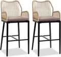 VINGLI Outdoor Bar Stools Set of 2, Heavy-Duty Outdoor Barstools Boho Woven by VINGLI