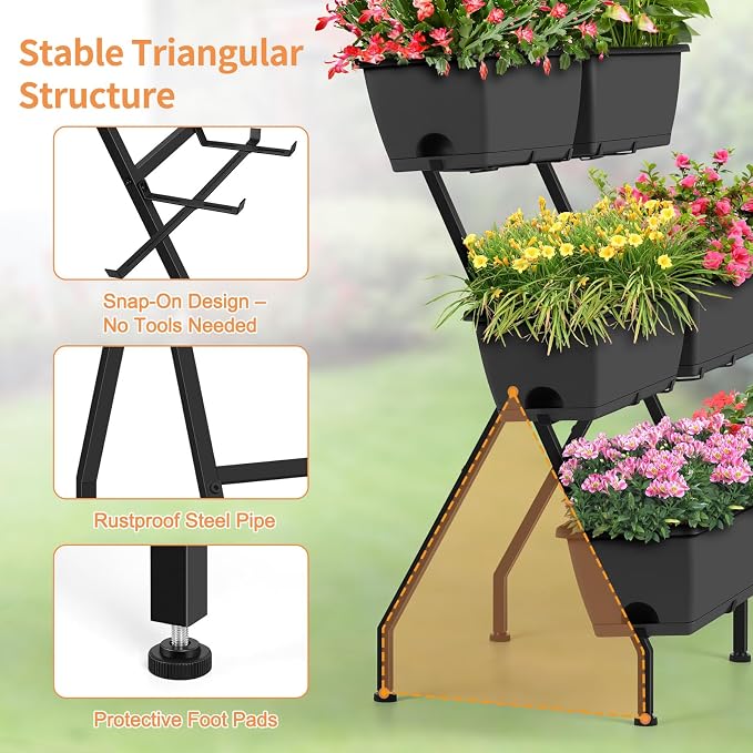 Raised Garden Beds with 6 Garden Planter Boxes Indoor Outdoor Vertical Raised - Image 5