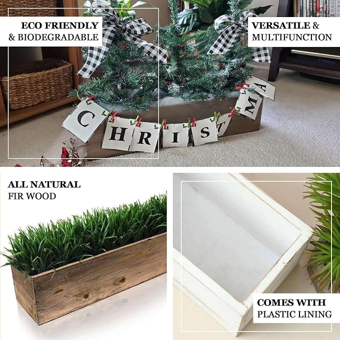 Efavormart 24"x6" Whitewash Rectangular Wood Planter Box Set - Image 4
