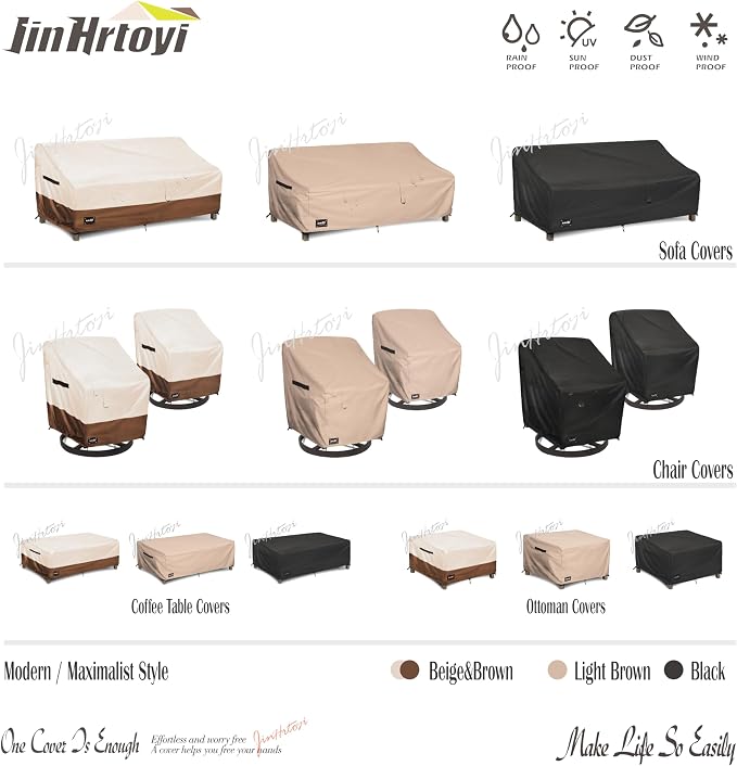 JinHrtoyi Patio Square Table Cover, 32Wx32Dx16H Inches 100% Waterproof Heavy - Image 9