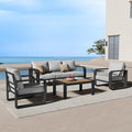 Aluminum Outdoor Patio Furniture Set, 4 Piece Oversized Patio Conversation Sets by Oasbira