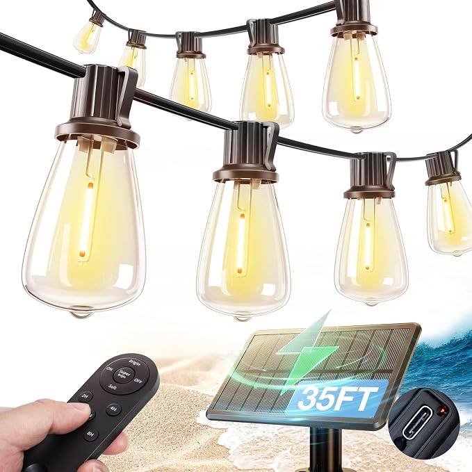 addlon 35FT Solar String Lights Outdoor, IP54 Waterproof Solar Powered by addlon