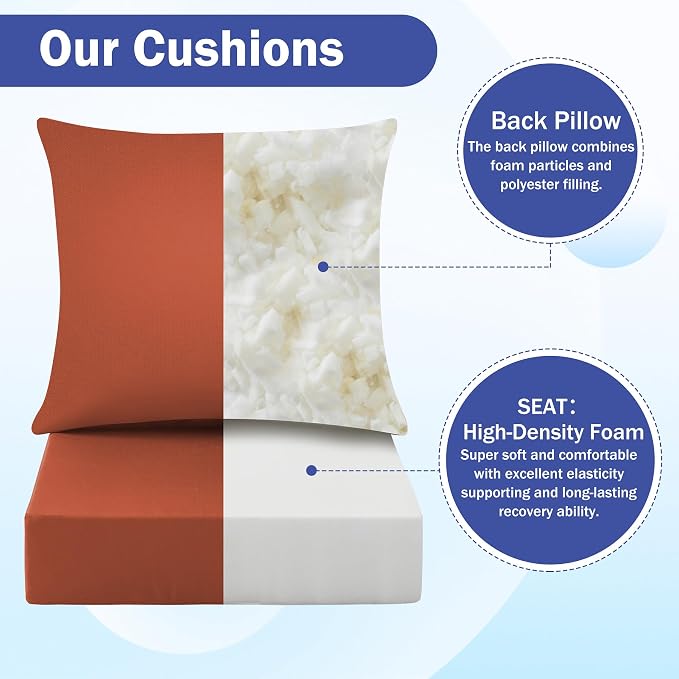 Outdoor Seat Cushion Set, Waterproof & Fade Resistant Patio Chair Cushions - Image 4