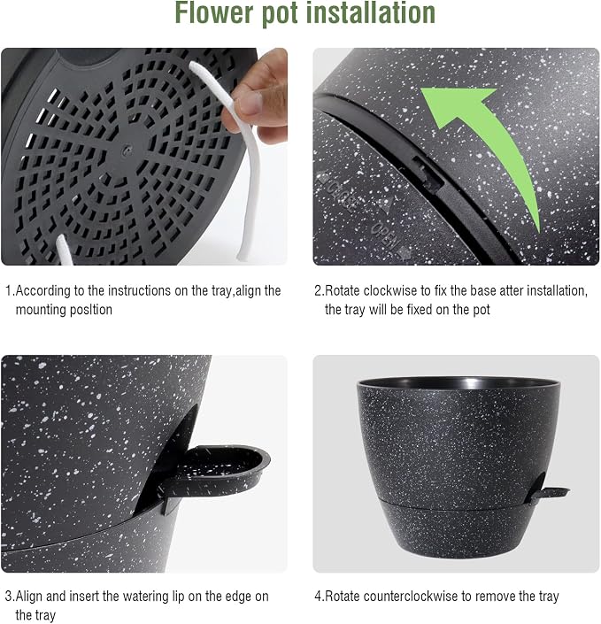 12/10/9 inch Large Self Watering Pots, Plant Pots - Image 4