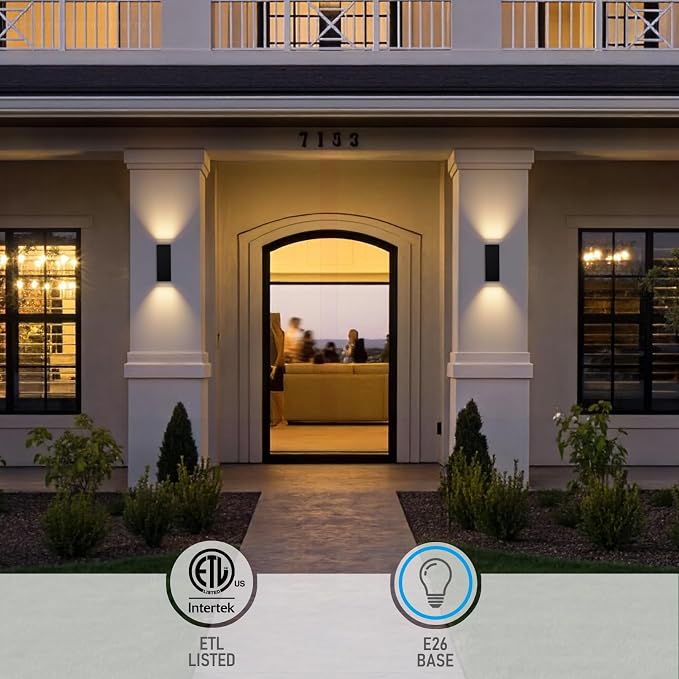 LEONLITE Modern Outdoor Rectangular Wall Lights 12", Porch Light in 2 Lights - Image 2