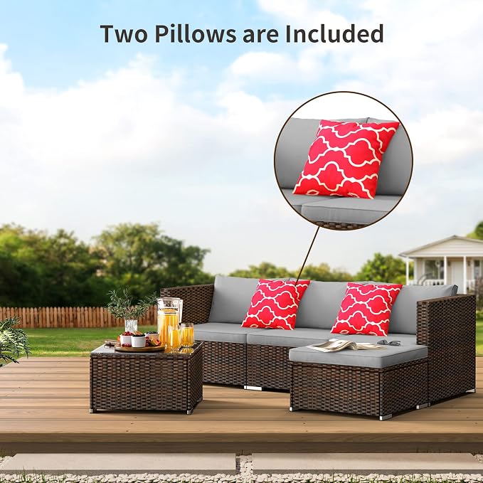 Outdoor Patio Sofa Set PE Wicker Rattan Sectional Conversation Sofa - Image 3