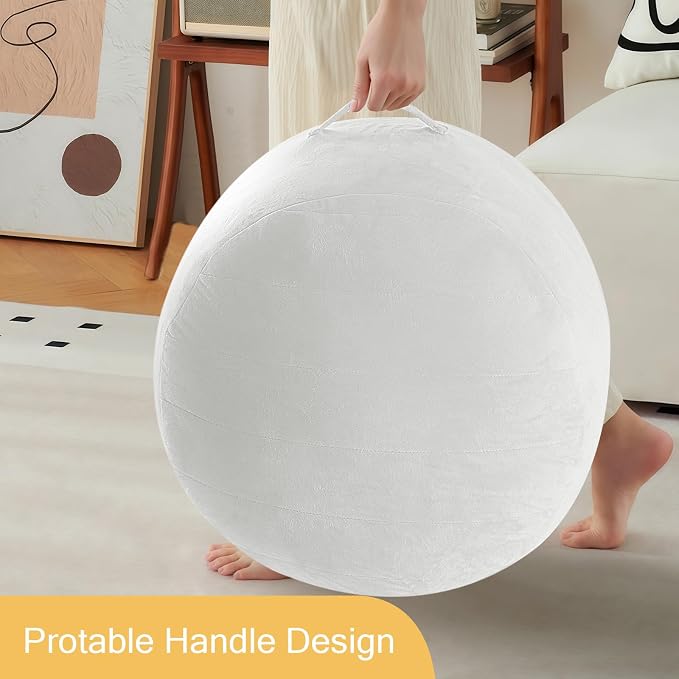MeMoreCool Round Stuffed Pouf Ottoman Foot Rest, Floor Pouf Foot Stool - Image 8