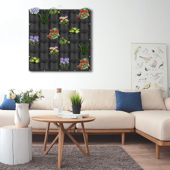 36 Pockets Hanging Planter Bags, Hanging Vertical Wall Mounted Plant Planting - Image 8