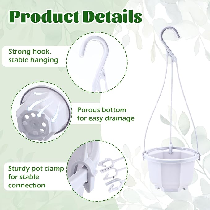Roshtia 50 Pcs 3.7 inch Plastic Hanging Plant Pots - Image 3