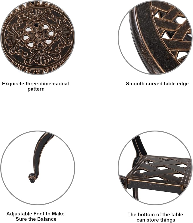 C/G Outdoor Side Tables, Cast Aluminum Patio End Tables, Anti-Rust Coffee Table - Image 5