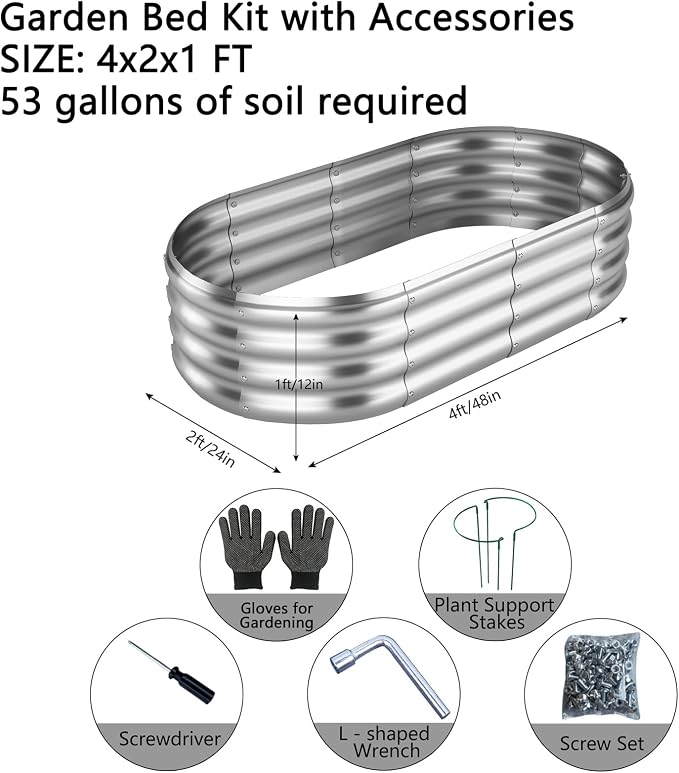 Galvanized Metal Raised Garden Bed Kit, Garden Grow Bed - Image 2