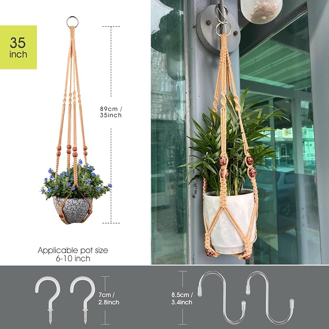 Macrame Plant Hanger for 5 to 10 Inch Plant Pots, Hanging Planter Basket Holder - Image 3