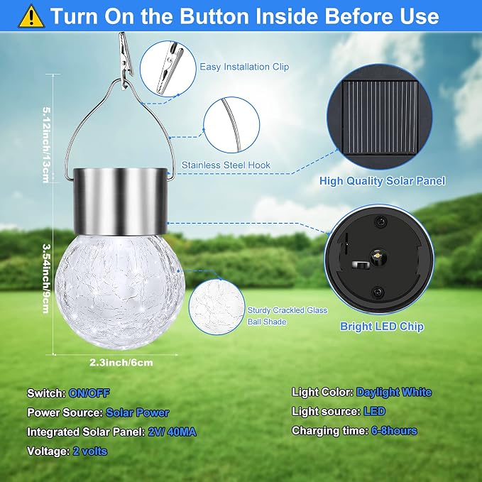 12Pack Outdoor Hanging Solar Lights - Image 6