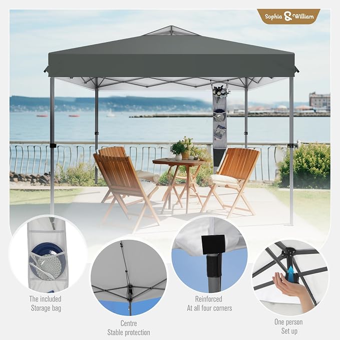 Sophia & William Canopy Tent Pop Up 10x10 ft, One Person Push Set Up Tent - Image 4