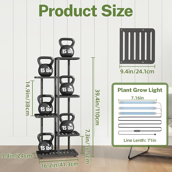 iDavosic.ly Plant Stand with Grow Light Indoor Outdoor, 5-Tier Tall Metal - Image 3