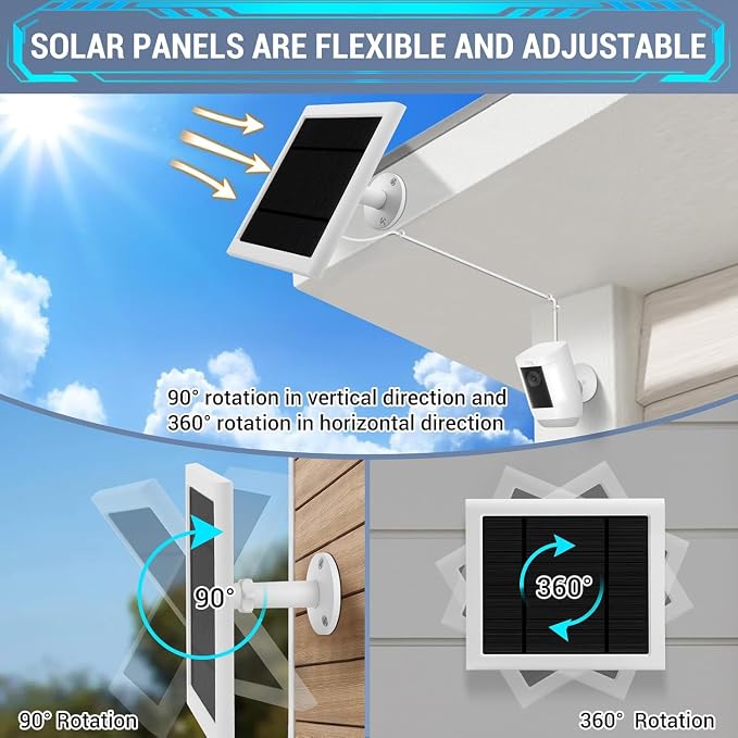 IP65 Solar Panel Outdoor for Ring Cameras Spotlight Cam Plus/Pro Stick Up - Image 3