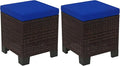 Outsunny 2 Pieces Outdoor Patio Ottomans, All Weather Wicker Outdoor Footstools by Outsunny