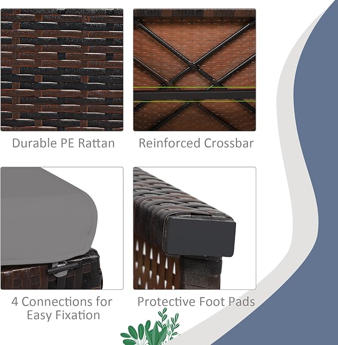 Tangkula 2 Pieces Patio Rattan Ottomans, All Weather Outdoor Footstool Footrest - Image 8