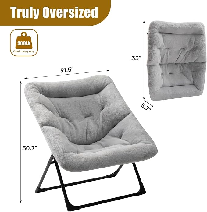 HollyHOME Comfy Oversized Saucer Chair, Extra Large Folding Lounge Chair - Image 3