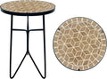 Mosaic Khaki Round Sode Tea Table, Valentine's Day Unique Furniture, Small End by GZXYGY