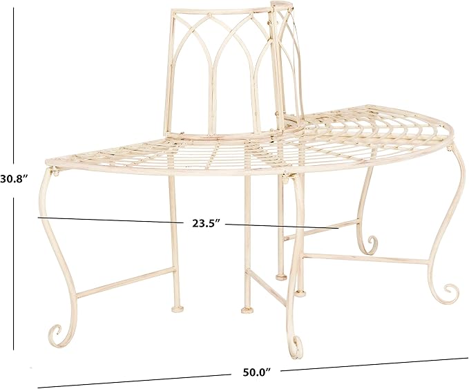 SAFAVIEH Outdoor Furniture Collection – Abia Antique White Distressed Wrought - Image 3