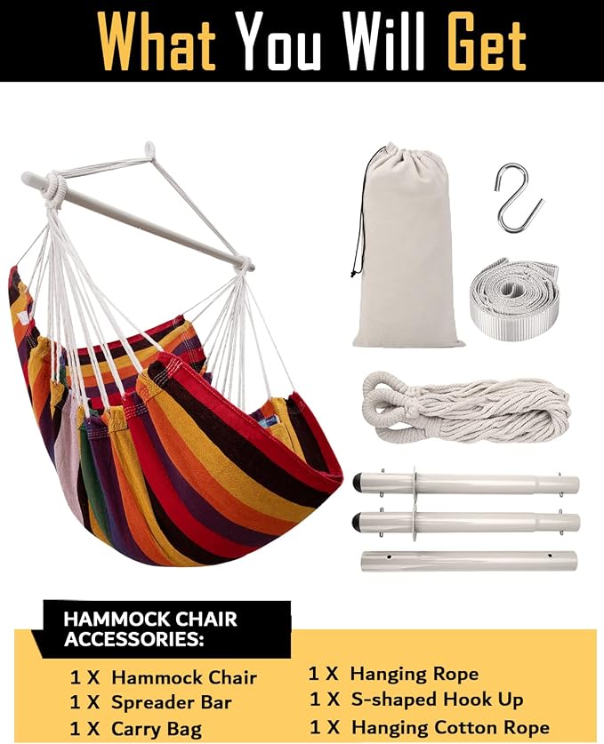 ADVOKAIR Hammock Chair Swing, Heavy-Duty Hanging Rope Swing Seat Supports 500 - Image 7