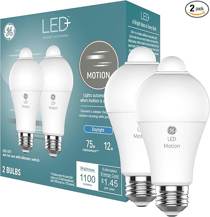 GE LED+ Motion Sensor LED Light Bulbs, Outdoor Security Lights by GELighting