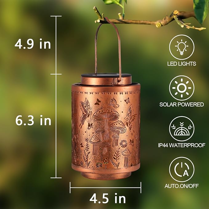 Solar Lanterns Outdoor Waterproof Mushroom Butterfly Garden Decor Gifts - Image 6