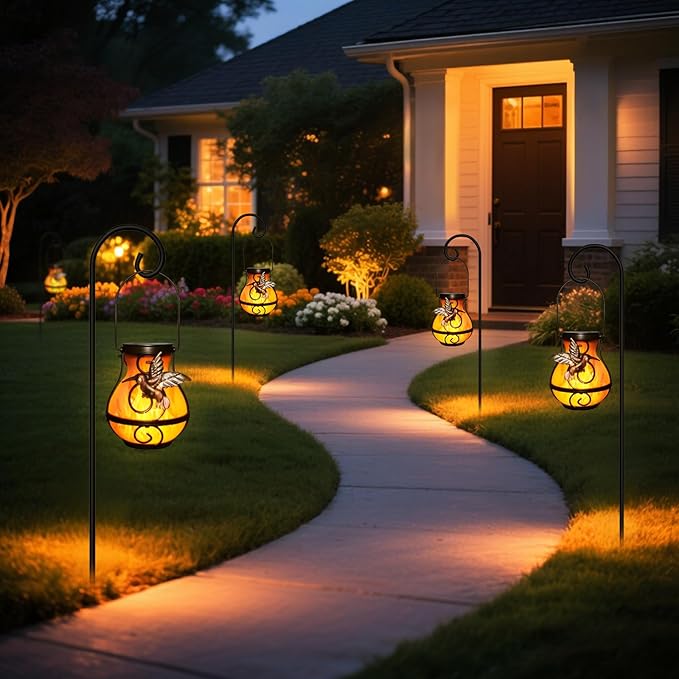 X-PREK 2 Pack Solar Lanterns Outdoor Waterproof Hummingbird Hanging Solar - Image 7
