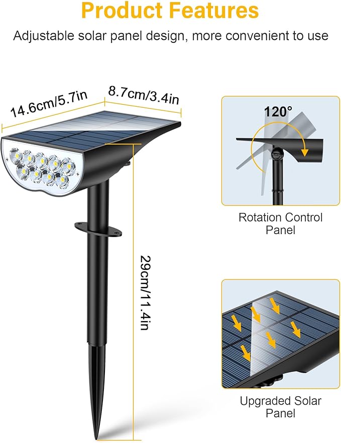 BAXIA TECHNOLOGY Solar Spotlights Outdoor Waterproof, 3 Lighting Modes Spot - Image 6