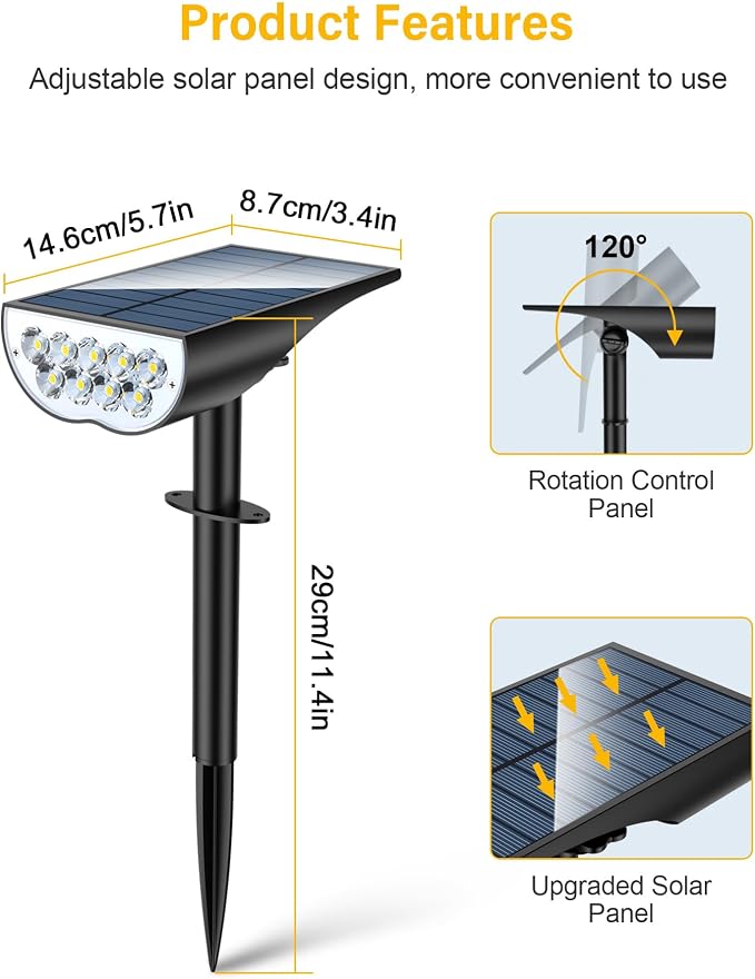 BAXIA TECHNOLOGY Solar Spot Lights Outdoor Waterproof, 3 Lighting Modes Solar - Image 6