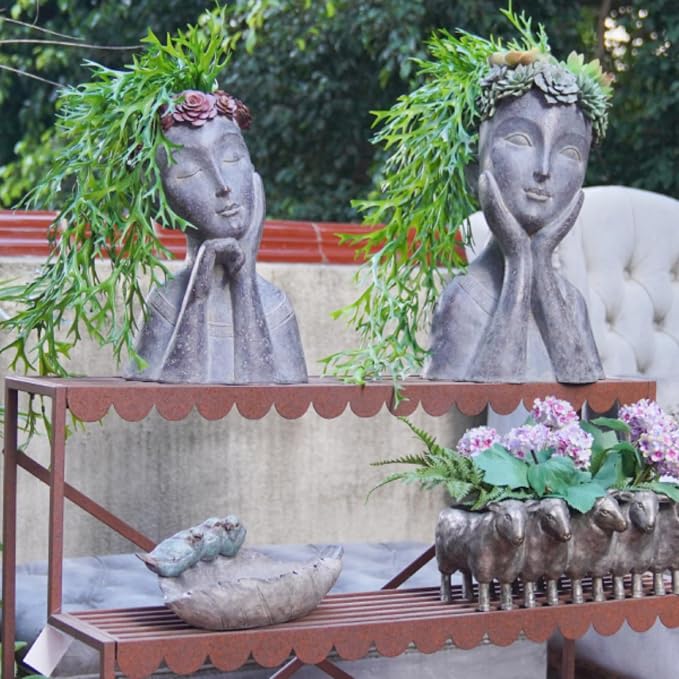 Newman House Studio Succulents Face Planters Pots Head - Image 9