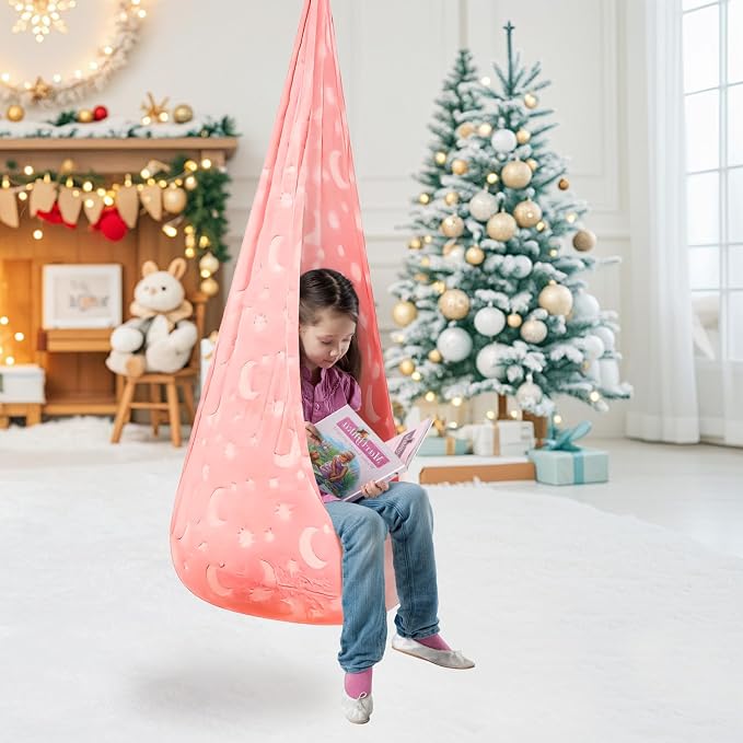 Kids Pod Swing Seat, Flannel Sensory Swing Chair Nightglow - Image 4