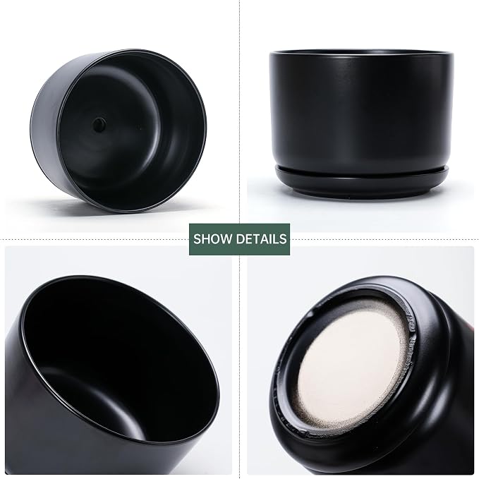 Ton Sin Plant Pots, 4.1+5.1+6.5 inch, Ceramic Planters - Image 2