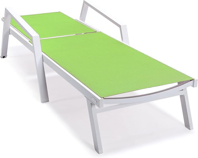 LeisureMod Marlin Patio Chaise Lounge Chair, Adjustable Outdoor White Aluminum - Image 7