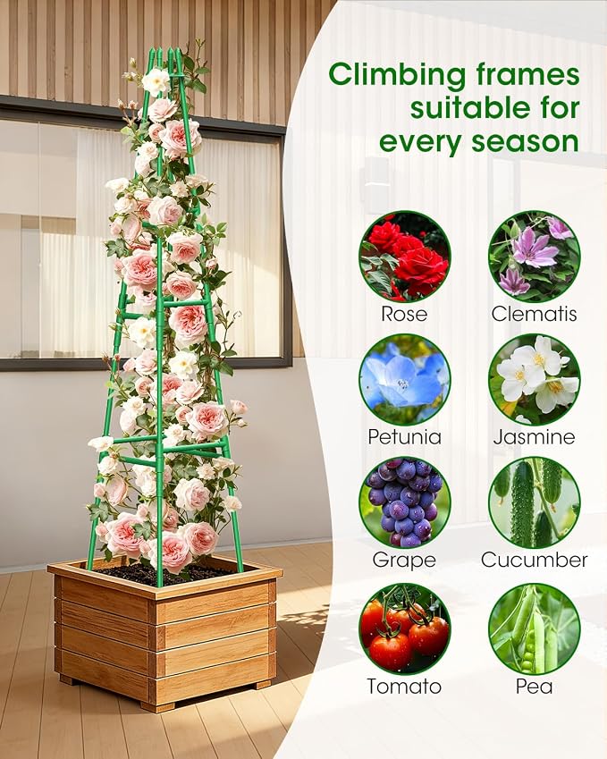 4 Pack Garden Trellis for Climbing Plants Outdoor, 6FT Plant Trellis Support - Image 8