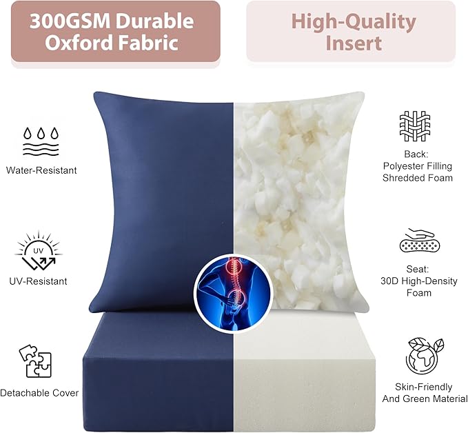 Outdoor Deep Seat Cushion Set, 24x24 Inch Water-Resistant & Fade-Resistant - Image 4