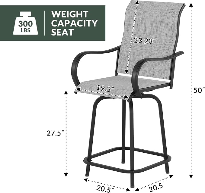 Patio Swivel Bar Stools Set of 4 - Image 3